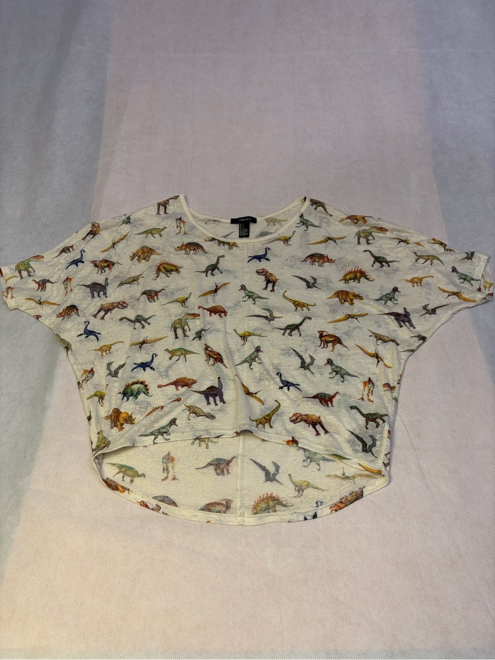 Dinosaur Cropped Dolman T-shirt, sz S